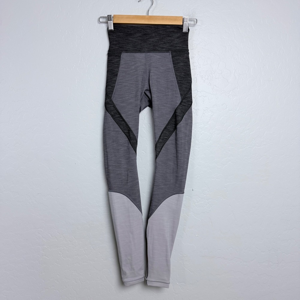 Lululemon Early Extension Gray Space Dye Colorblock High Rise Leggings Size 2